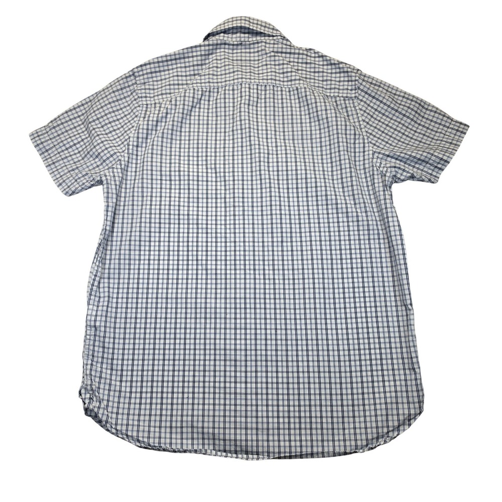 Timberland Mens Plaid Short Sleeve Button Down Shirt Blue White Sz M‎ - Picture 2 of 7